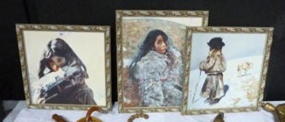 Three colour prints
Two images of young girls in a snowy landscape and another of a young