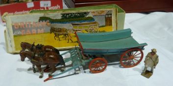 Britain's farm waggon, No 5F set, viz:- two horses, waggon and carter, boxed