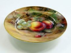 Royal Worcester porcelain teaplate, painted wth fruit by H.H. Price, signed, 16cm diameter