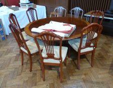 William Tillman mahogany circular  breakfast table, with lightwood border, circular turned support