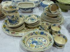 Quantity Masons "Regency" ironstone china, part dinner and tea service to include:- six teacups,