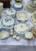 "Empire" tureen  with no lid, three other blue and white tureens, four Willow eggcups, Royal Matra