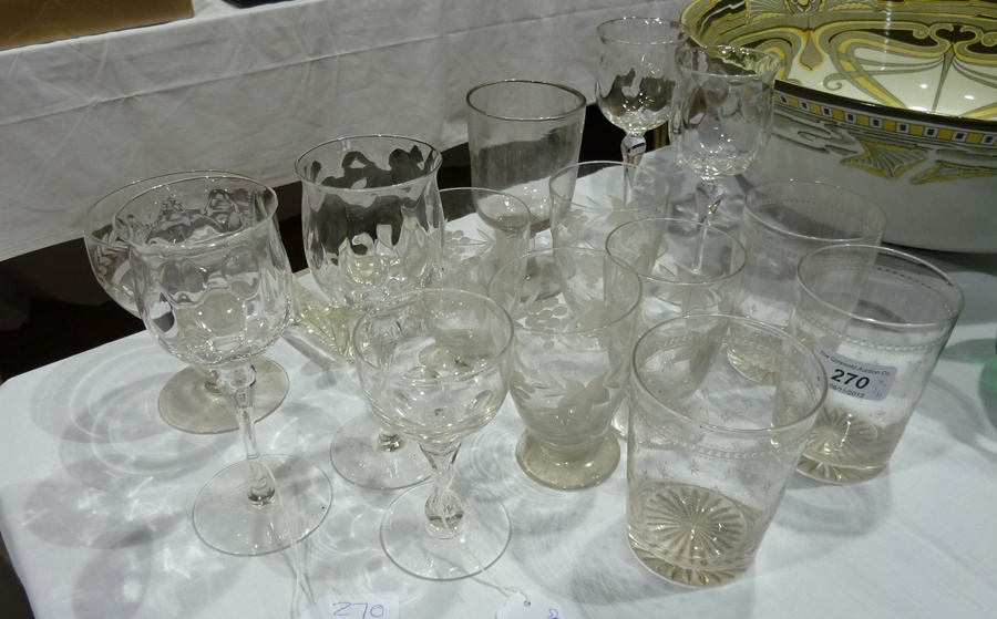 Various glass tumblers, wines, etc (16)