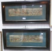 Pair colour prints
Hunting scenes, 10 x 44cm, both framed in dark wooden frames and glazed