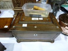 Nineteenth century rosewood and mother of pearl inlaid sewing box, the interior fitted with