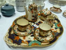 Copeland tete-a-tete to include:- tray, two cups and saucers, milk jug, sugar bowl and teapot in