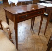 Mahogany hall table, rectangular, with satinwood and ebony banding, single frieze drawer with