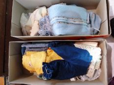 Quantity dolls' clothes, bonnets and shoes (2 boxes)