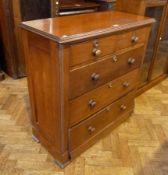 Victorian mahogany chest of two short and three long drawers, with turned wood handles, 103cm wide