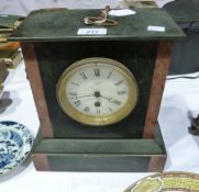 A Victorian marble cased mantel clock, with enamel dial by Gardiner Reading, height 29cms