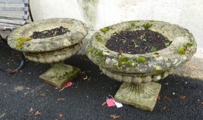 Pair reconstituted stone urns