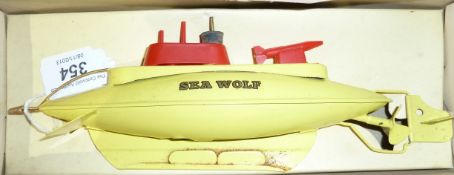 Sutcliffe tinplate clockwork submarine "Sea Wolf", boxed