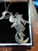 Maria Beren silver pendant/brooch of a dancer (marked 925), cased