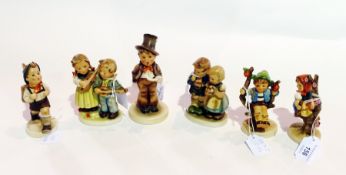 Six various Hummel figures, including "Appletree boy", some af