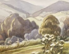 Watercolour and bodycolour drawing
Frank Lloyd (? - 1945)
Rural landscape with thistleheads in