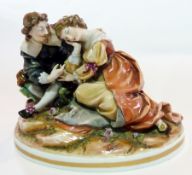 WITHDRAWN

Nineteenth century Volkstedt figure group of two lovers seated on rocky mound, on oval