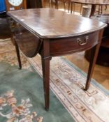 Nineteenth century mahogany Pembroke table, oval with ogee mould edge, fitted one real and one dummy