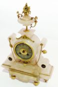 Nineteenth century French alabaster cased mantel clock, gilt metal mounts, striking movement