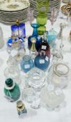 Quantity assorted perfume bottles, small vases  and other glass items (23)