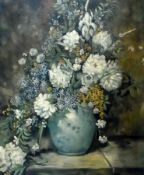 Oil on canvas
After 19th century English School
Still life floral study of an arrangement in blue
