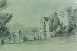 Watercolour 
19th century English School 
Hatherop before reconstruction, 17 x 25 cm approximately