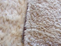 A large cream coloured mohair rug, deep pile, and another similar (2)