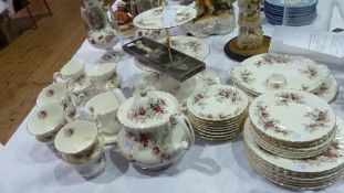 Royal Albert bone china part tea service, "Lavender Rose" pattern, including:- three-tier cake