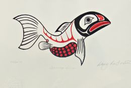 Limited edition colourprint 
Doug Lafortune
Spawning Salmon, No 563/600, signed, with Canadian