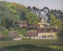 Oil on canvas
C E G Shearman
Study of cottages in a wooded landscape, signed and dated 1950, 35 x