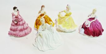 Four Coalport figures "Ladies of Fashion" and Royal Doulton figure, "Ninette", HN 2379