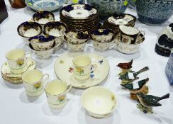 Quantity late Victorian/Edwardian tea china, with royal blue, gilt and floral posy borders, quantity