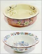 Masons "Swansea" pattern large basin and Arcadian pink lustre and prunus pattern basin