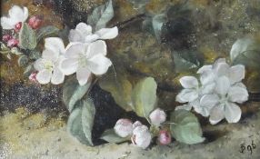 Oil on canvas
J. P. or P. J. (?)
Late nineteenth century still life of dog roses, monogrammed and