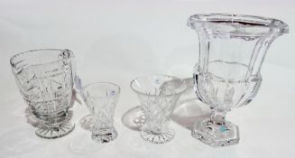 Pair Tiffany & Co. German glass vase, panelled urn-shaped with pedestal foot, cut glass pedestal