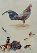 Limited edition colourprint 
Ashley R. Booth 
Indian grey jungle cock and fishing flies and another