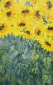 Oil on canvas
Jean Jones (contemporary)
"Sunflowers", signed and dated '01, 67 x 50cm