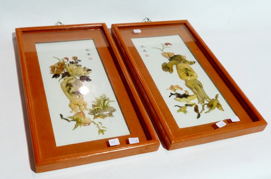 Framed Japanese lacquered panels and others (8)
