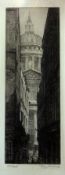 Etchings 
St Paul's and Avignon, signed Percy Westwood, 30 x 13 cm approximately