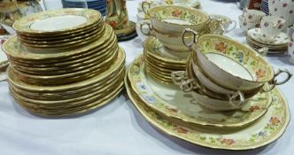 Hammersly china part dinner service, with gilt and polychrome enamel floral border, viz:- three