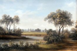 Oil on canvas
After 19th century English School
D Tanner
Royal landscape with village in the