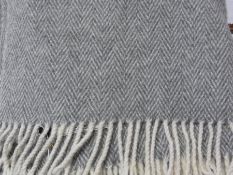 Whitley Willows 100% pure wool throw in grey and cream