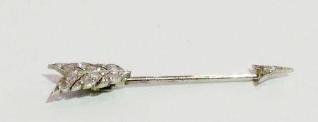Diamond white metal stick pin in the form of an arrow