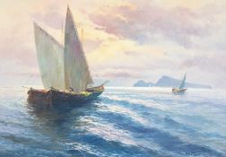 Oil on canvas
Guido Odierna (1913-1991)
Fishing boats near Capri, signed, 96 x 136 cm