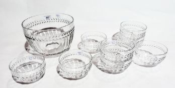 Villeroy & Boch cut glass dessert set, viz:- large deep bowl and eight smaller bowls, all panelled