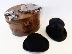 Black top hat, made by G. A. Dunn & Co. Ltd., size 7, a bowler hat, also made by Dunn & Co., various