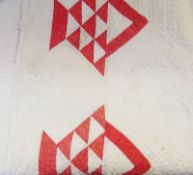 An American quilt "Red Basket" on white ground (af)