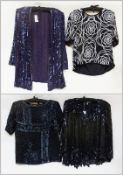 Frank Usher midnight blue chiffon evening jacket embroidered with sequins and beads, Frank Usher