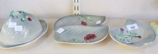 Shorter & Sons Ltd. pottery items, to include butter dish etc., in grey ground decorated with