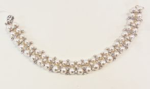 Large faux pearl and paste statement collar necklace