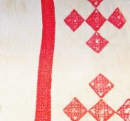 American quilt, white ground with red diamonds and border (af)